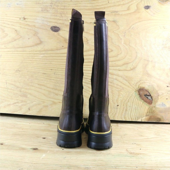 NWOT Timberland Boots Women 9.5 Brown Leather Malynn Waterproof Tall Shoes - Picture 4 of 10